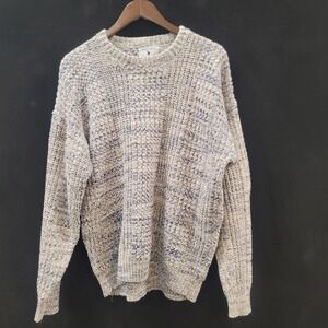 Robert Bruce Mens Vtg Chunky Marled Sweater Size XL‎ Thick Cotton Heritage Blue